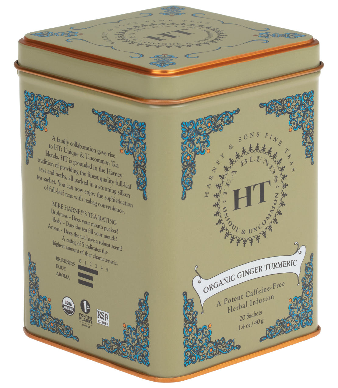 Organic Ginger Turmeric, HT Tin of 20 Sachets