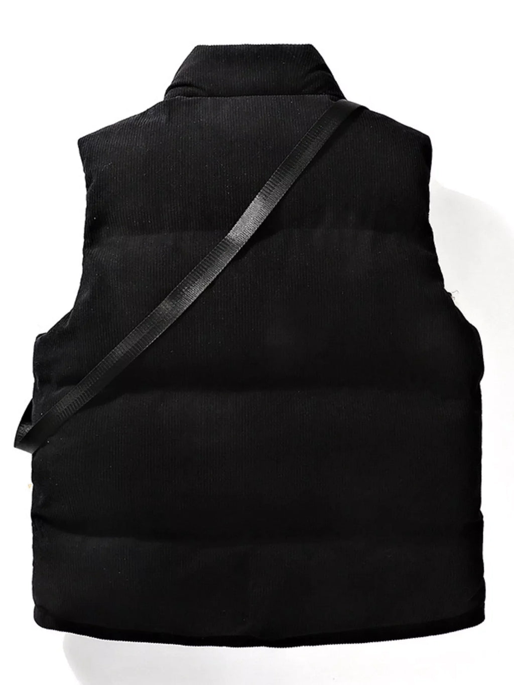 Men's Plus Size Corduroy Padded Vest with Chest Bag 2-Piece Set