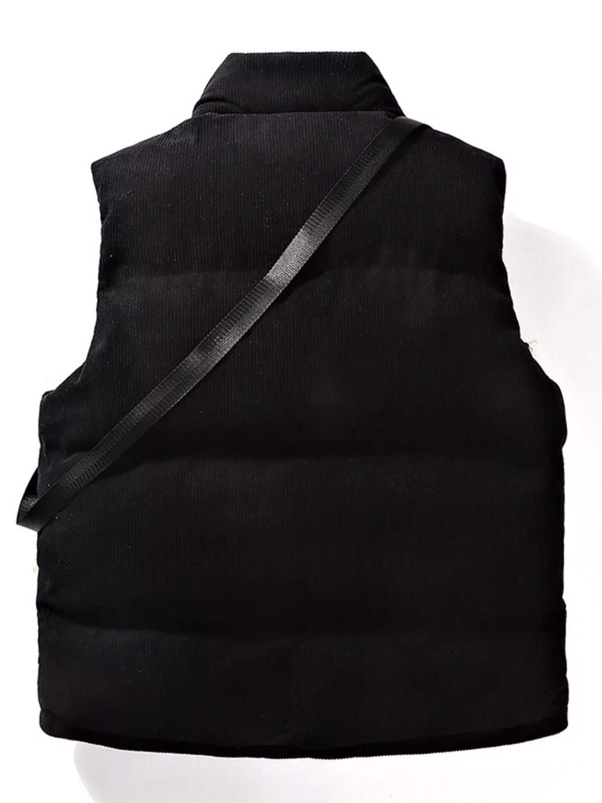 Men's Plus Size Corduroy Padded Vest with Chest Bag 2-Piece Set