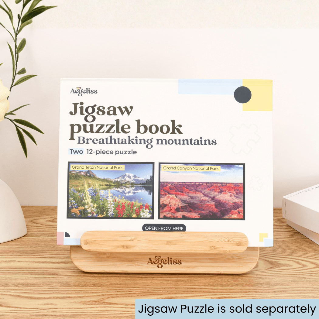 Adjustable Bamboo Book Stand | Ergonomic Reading Stand for Books, Puzzles & Art – Aegeliss