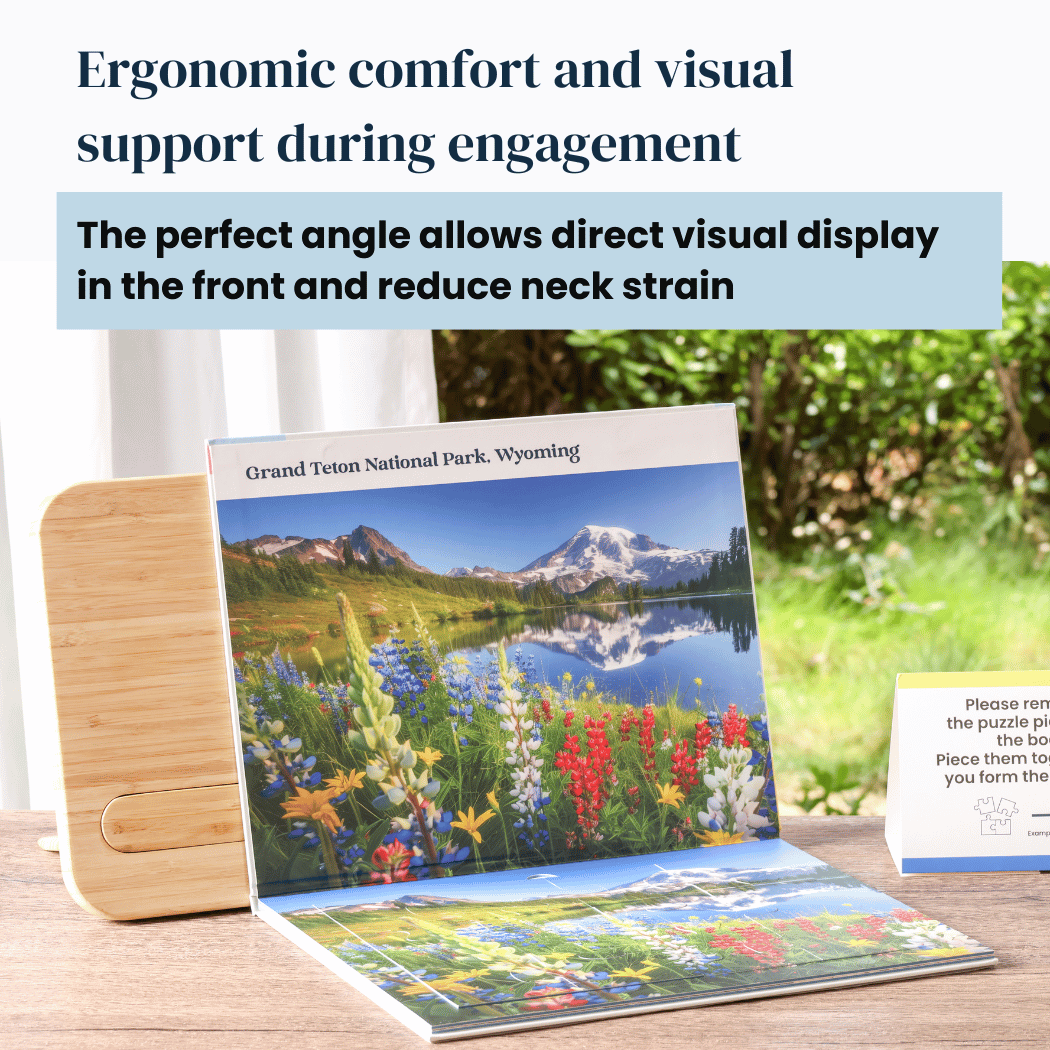 Adjustable Bamboo Book Stand | Ergonomic Reading Stand for Books, Puzzles & Art – Aegeliss