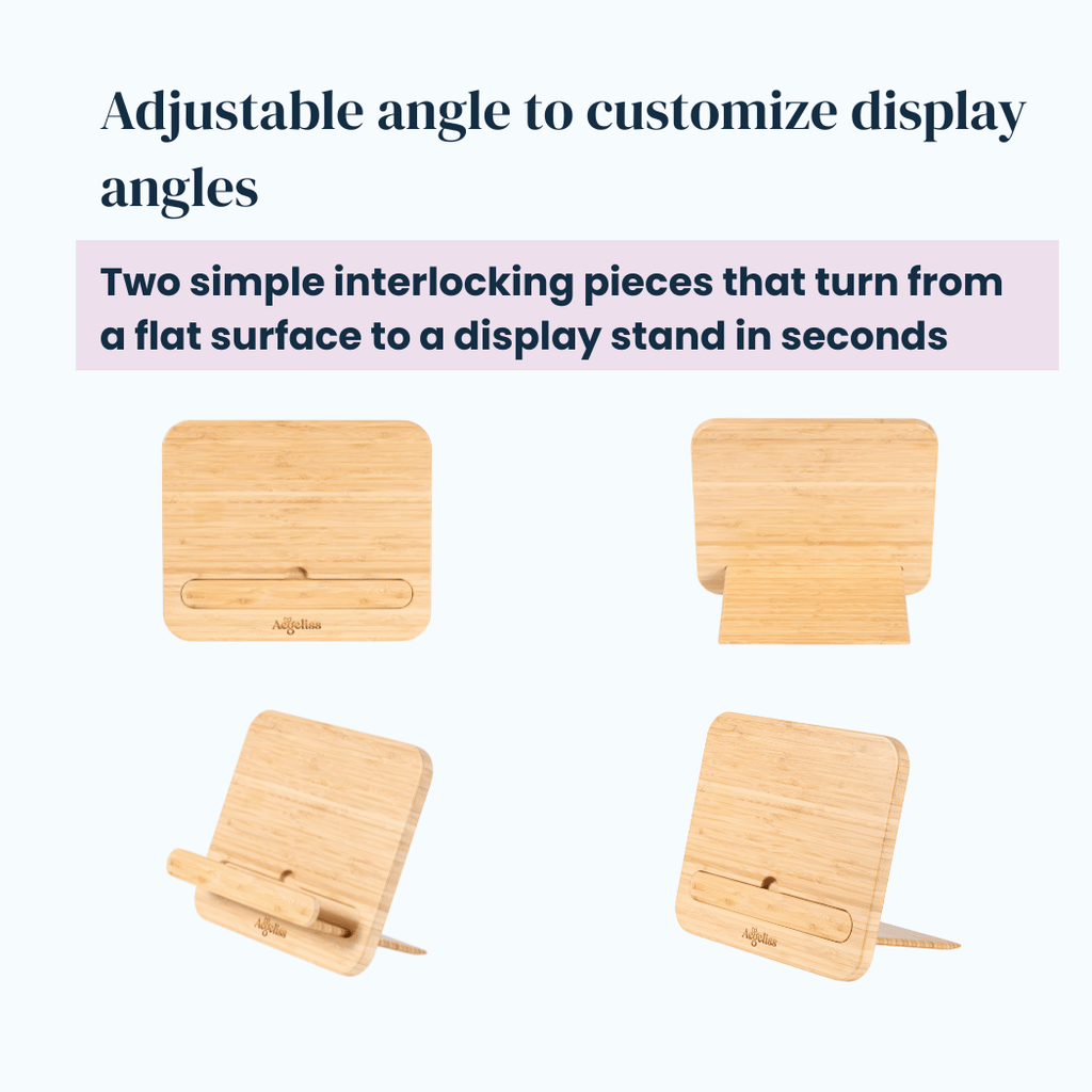 Adjustable Bamboo Book Stand | Ergonomic Reading Stand for Books, Puzzles & Art – Aegeliss