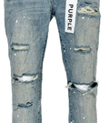 PURPLE Jeans Distressed Ripped Paint Splash