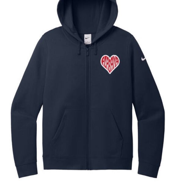 Alabama Heart Nike Full-Zip Hoodie