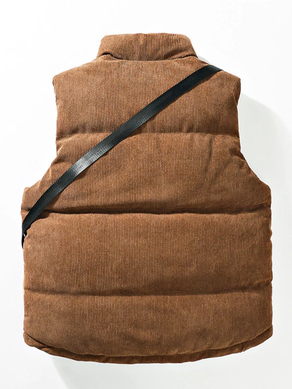 Men's Plus Size Corduroy Padded Vest with Chest Bag 2-Piece Set