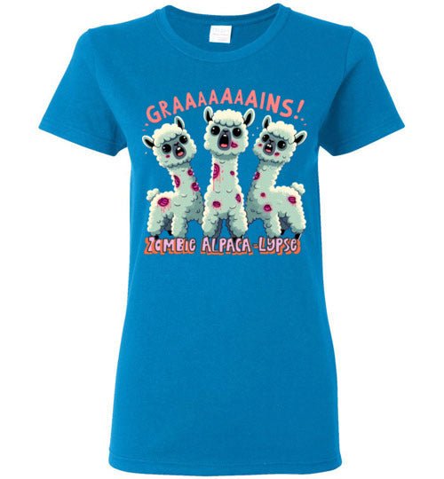 t-shirt: Halloween GRAINS Zombie Alpaca-lypse Gildan Ladies Short-Sleeve T-Shirt